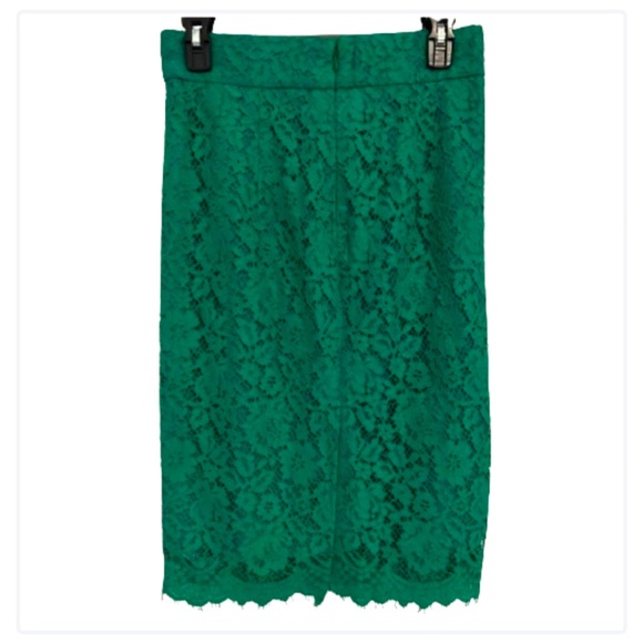 J. CREW LACE GREEN PENCIL SKIRT - Picture 2 of 5